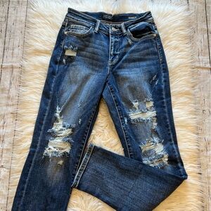 Judy Blue Denim Mid Ride Destroyed Boyfriend Fit Jeans Women’s Size 3/26